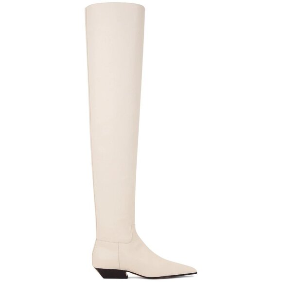 KHAITE Marfa Classic Flat Over The Knee Boots in Off White 41 Womens Thigh High - Picture 1 of 16